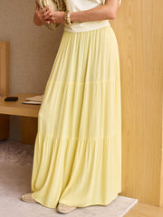 Semi-Sheer Tiered Maxi Skirt with Elastic Waist
