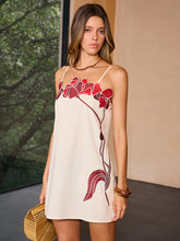 Floral Embroidered Linen & Cotton Slip Dress