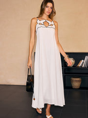 Linen & Cotton Cut-Out Maxi Dress