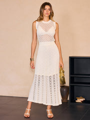 Sleeveless Knit Jacquard Skirt Set