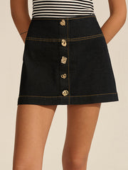 Metal Decor Denim Mini Skirt