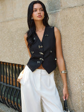 Metal Decor V-Neck Vest