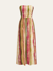 Colorful Striped Strapless Cotton Maxi Dress