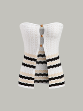 Striped Hem Strapless Knit Top