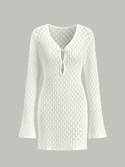 Sheer Knit Sweater Dress with Cut-Out Detail