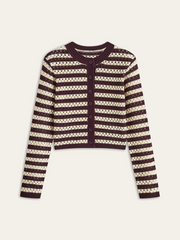 Striped Crochet Knit Cardigan