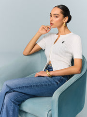 Cable Knit Short Sleeve Top