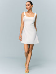 Bow-Strap Backless Mini Dress