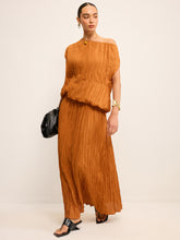 Oversized Textured Off-Shoulder Top and Maxi Skirt Set