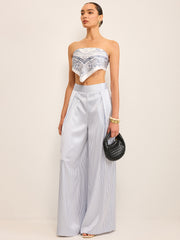 Mid-Waisted Striped Wide-Leg Pants
