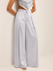 Mid-Waisted Striped Wide-Leg Pants