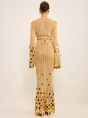 Knit Maxi Dress with Sequin Embellishments