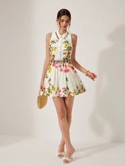 Floral Print Belted Mini Dress