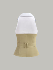 Belted Collared Sleeveless Top