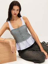 Striped & Solid Peplum Buttoned Top