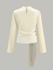 Cowl Neck Tie-Front Knot Top