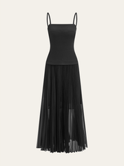 Spaghetti-Strap Backless Pleated Maxi Dress