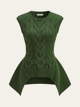 Cable Knit Peplum Sweater Vest