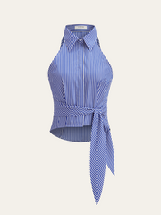 Striped Tie-Waist Crop Top