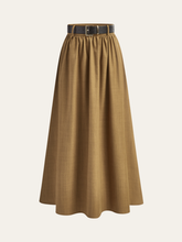 Belted Pleated Midi Skirt
