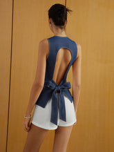 Asymmetric Button Bow Detail Vest