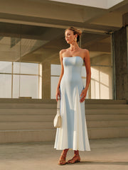 Color Block Detachable Strap Maxi Dress