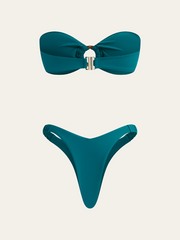 Ruched Bandeau Bikini Set with Ring Detail