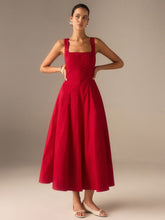 Cotton Maxi Dress with Lace-Up Back