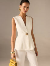 Single Button V-Neck Vest