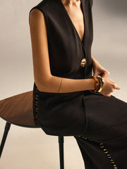 Metal Eyelet Detail Sleeveless Vest