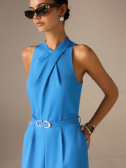Sleeveless Belted Twist Jumpsuit