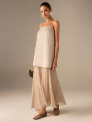 2 in 1 Semi-Sheer Chiffon Cami Maxi Dress