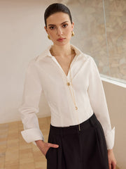 Metal Button Long-Sleeve Shirt
