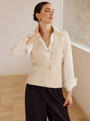 Cable Knit V-Neck Vest