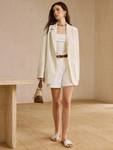 Striped Pocketed Oversized Blazer