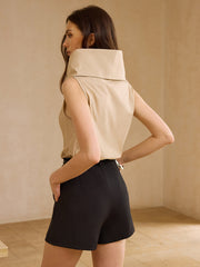 Sleeveless High-Neck Cotton Top