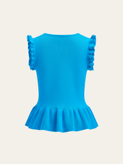 Ruffled Sleeve Peplum Hem Knit Top