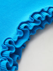 Ruffled Sleeve Peplum Hem Knit Top