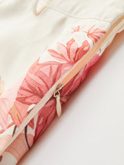 Belted Tropical Print Mid-Waist Shorts