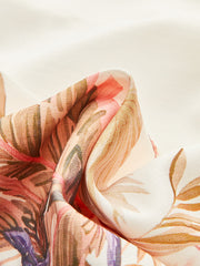 Belted Tropical Print Mid-Waist Shorts