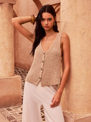 V-Neck Button Knit Vest