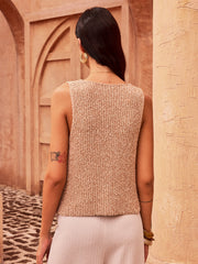 V-Neck Button Knit Vest