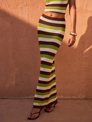 Striped Knit Maxi Skirt