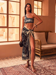 Paisley Print One-Shoulder Bikini Top