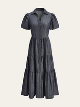 Puff Sleeve Tiered Button-Front maxi Dress