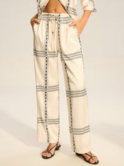 Geometric Printed Satin Pants Set