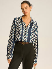 Print Oversized Satin Shirt