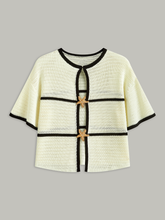 Contrast Trim Starfish Button Knitted Top