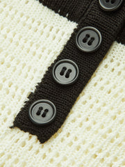 Contrast Trim Button-Front Knitted Shorts