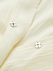 Ruched Short Sleeve Collared Top